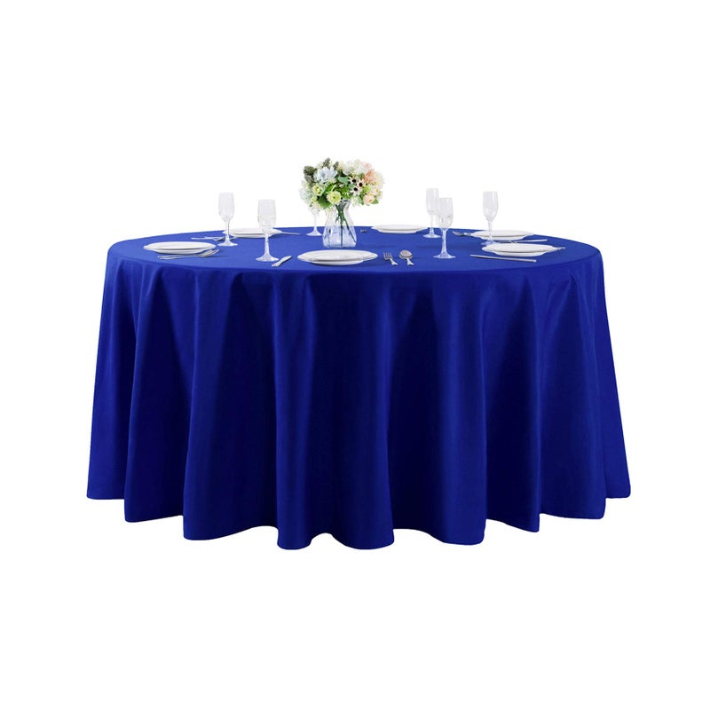 Cupuamon 132 inch Round Tablecloth Washable Polyester Table Cloth Decorative Table Cover for Wedding Party Dining Banquetï¼ˆ132 inch,Royal Blueï¼‰ - Image 1